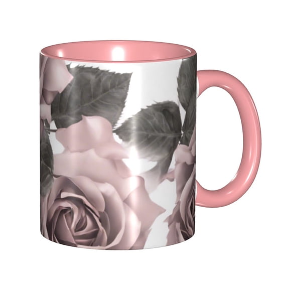 Moody Roses Coffee Mug Fun Custom Ceramic Mugs 11oz Pink