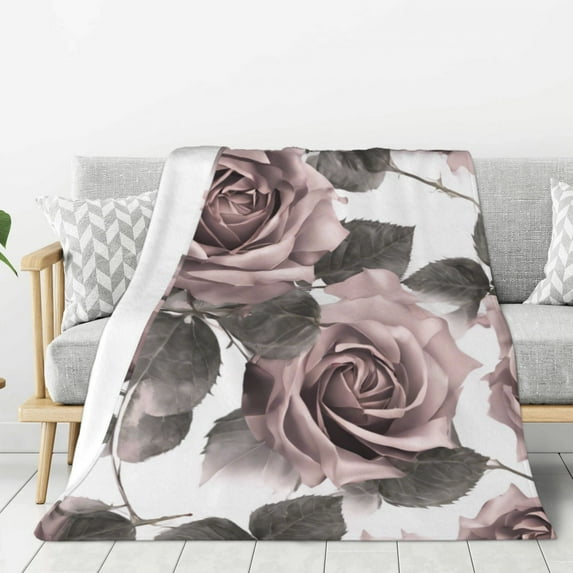 Moody Roses Lightweight Plush Fuzzy Cozy Soft Blankets 50"X40"
