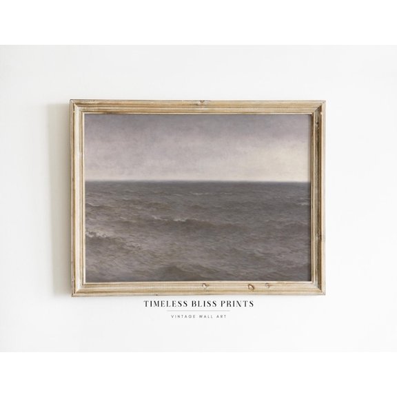 Moody Sea Printable Vintage Rough Sea Waves Print Seascape Printable Neutral Sea Antique Ocean Wall Art Poster Decor, Unframed Poster Size 8x12 F03.1.22l104