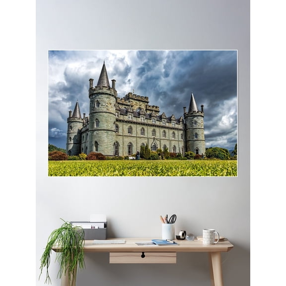 Moody Skies Over Inveraray Castle, Inveraray, Argyll, Scotland Poster Wall Art, Modern Wall Decor For Living Room Bedroom, 16x24 UNFRAMED