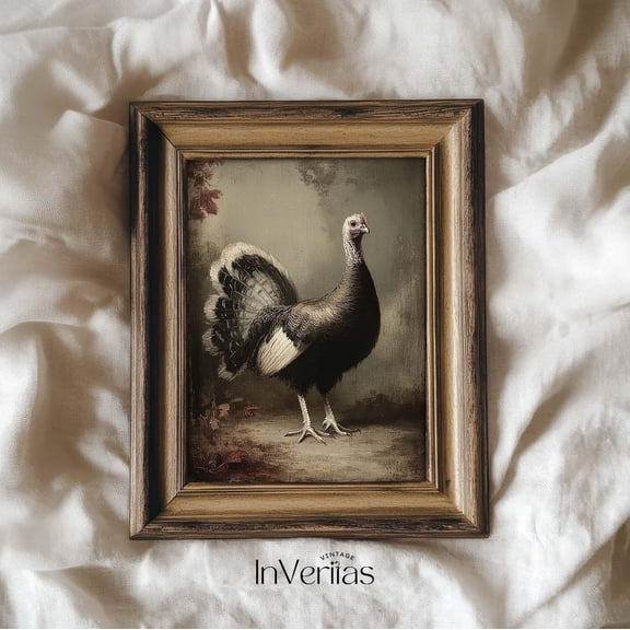Moody Turkey Print Vintage Style Cottage Thanksgiving Decor Home Decor Office Wall Art