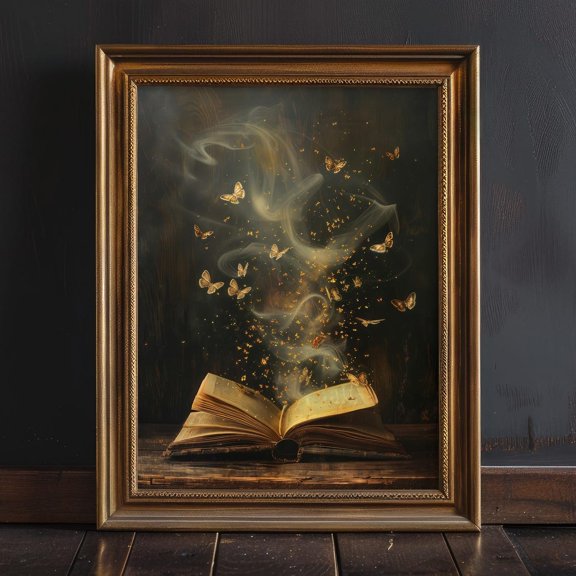 Moody Victorian Bookish Dark Academia Accent Library Reading Nook Painting Book Lover Wall Decor Unframed Paper Print