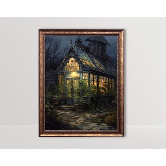 Moody Victorian Greenhouse, Dark Academia Poster, Gothic Cottagecore Aesthetic, Goth Wall Art, Baroque Botanical Art, Vintage, 16x24 UNFRAMED
