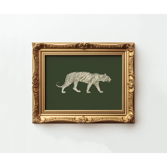 Moody Vintage Tiger Wall Art, De Er Cottagecore Fine Print For Above Bed Decor, Preppy Apartment Aesthetic, Printed And Shipped Poster Decor, Unframed Poster Size 8x12