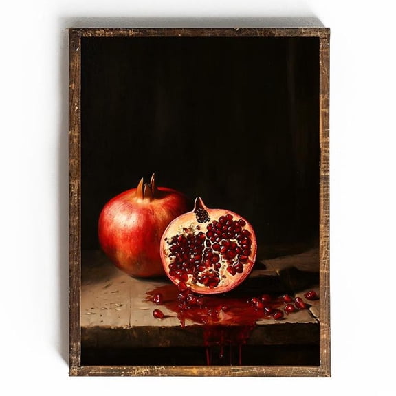 Moody Wall Art For Kitchen Decor Dark Academia Pomegranate Poster Gothic Fruit Poster Gothic Wall Art Dark Cottagecore Art Black And Red Art, 12x18 UNFRAMED