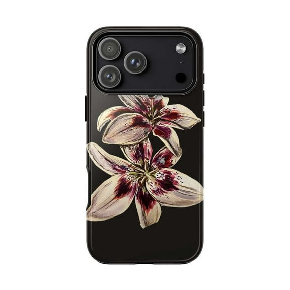 Moody Watercolor Lily Phone Case, Dark Floral Botanical Flower Pattern | Fits iPhone 17 16 15 14 13 12 11 Pro Plus Mini