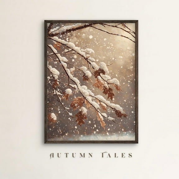 Moody Winterest Poster Wall Art Snow Covered Trees Print Cozy Seasonal Winter Warm Present Vintage UNFRAMED Poster Size 12x18