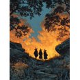 thumbnail image 1 of Moody Witches Coven Canvas Print, Mystical Celestial Halloween Art, Enchanted Dark Home Decor, 1 of 8