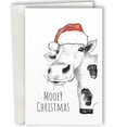 thumbnail image 1 of Mooey Christmas Card – Adorable Cow in Santa Hat – Perfect for Holiday Greetings, Blank Inside – Envelope Included, 1 of 2