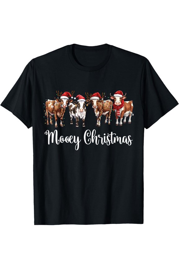 Mooey Christmas Cowgirl Xmas Funny Western Christmas Cow T-Shirt, Unisex T-Shirt