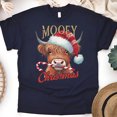 thumbnail image 1 of Mooey Christmas T-Shirt | Funny Cow Holiday Graphic Tee, Navy, Size 3XL, 1 of 6