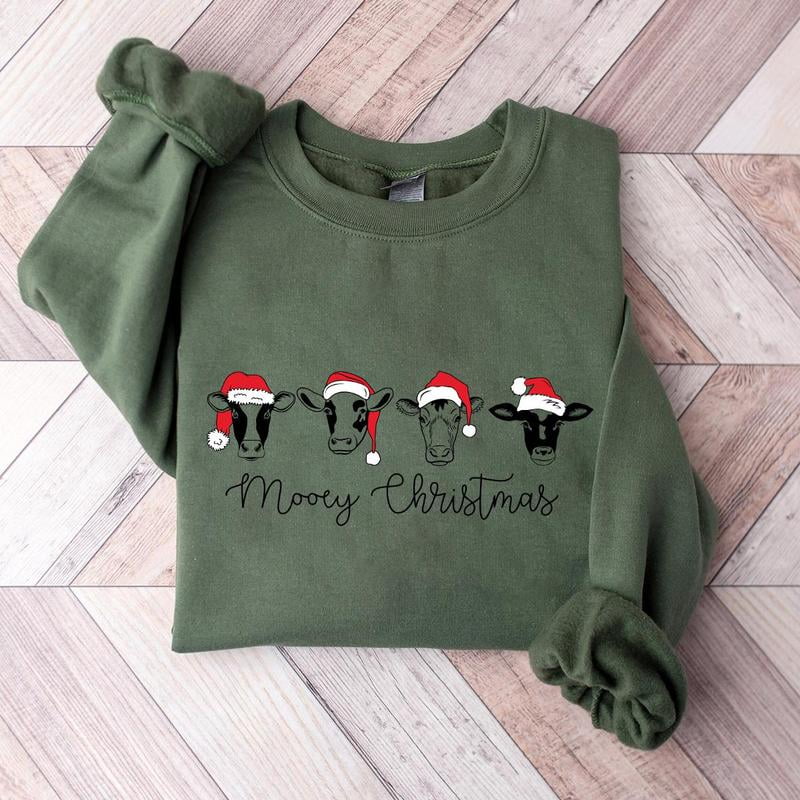 Mooey Cows Christmas Sweat..T.Cute Christmas 2024 Gifts Unisex Comfort