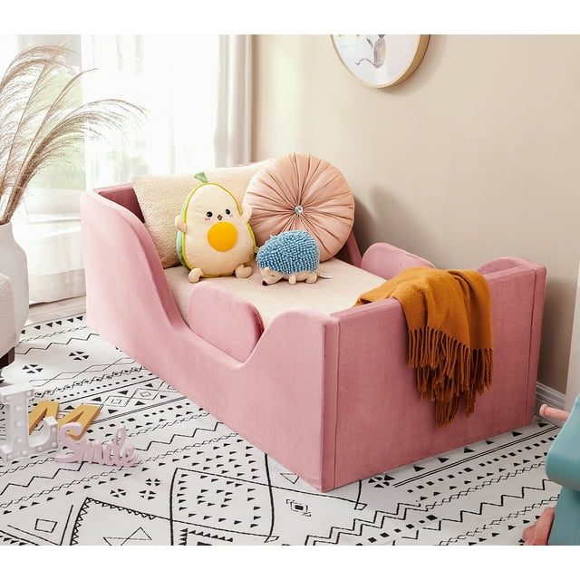 Moogeer Toddler Bed Frame with Safety Guardrails, Fits a Standard Crib