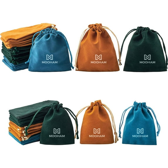 Mooham 3PCS Colorful Jewelry Bags for Jewelry Drawstring Mesh Gift Bags for Wedding Party Favor Pouches Christmas Bags
