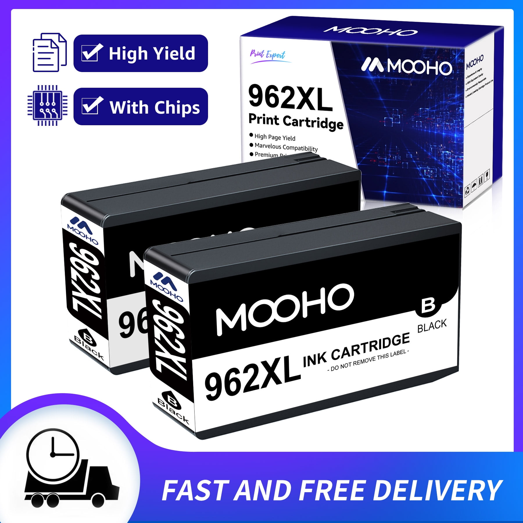 Mooho 962 XL Ink Cartridge Black Replacement for HP 962 Ink for