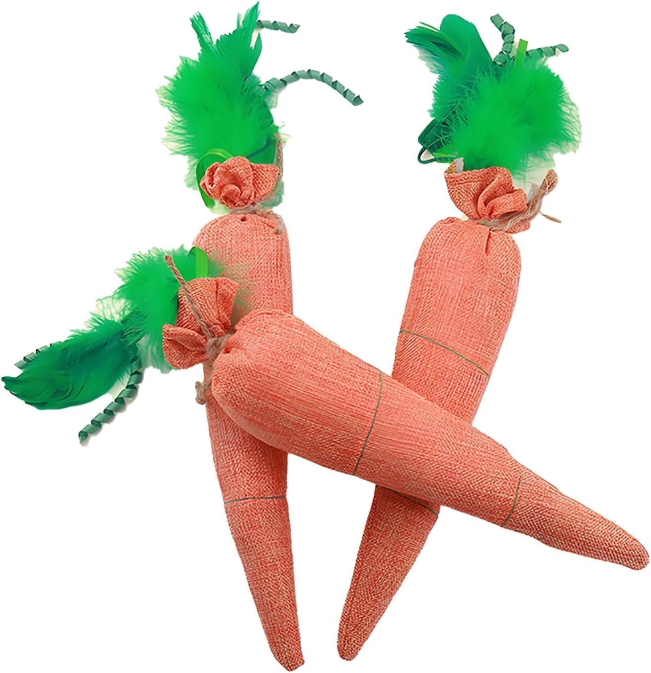 Mooipur Fun Carrot Catnip Toys for Indoor Cats to Keep Them Busy, Soft Linen, Interactive Cat Feather Toys for Kitten Kicking, Teething, Exercise, Catmint Toys for Cats All Breeds (3 PCS)