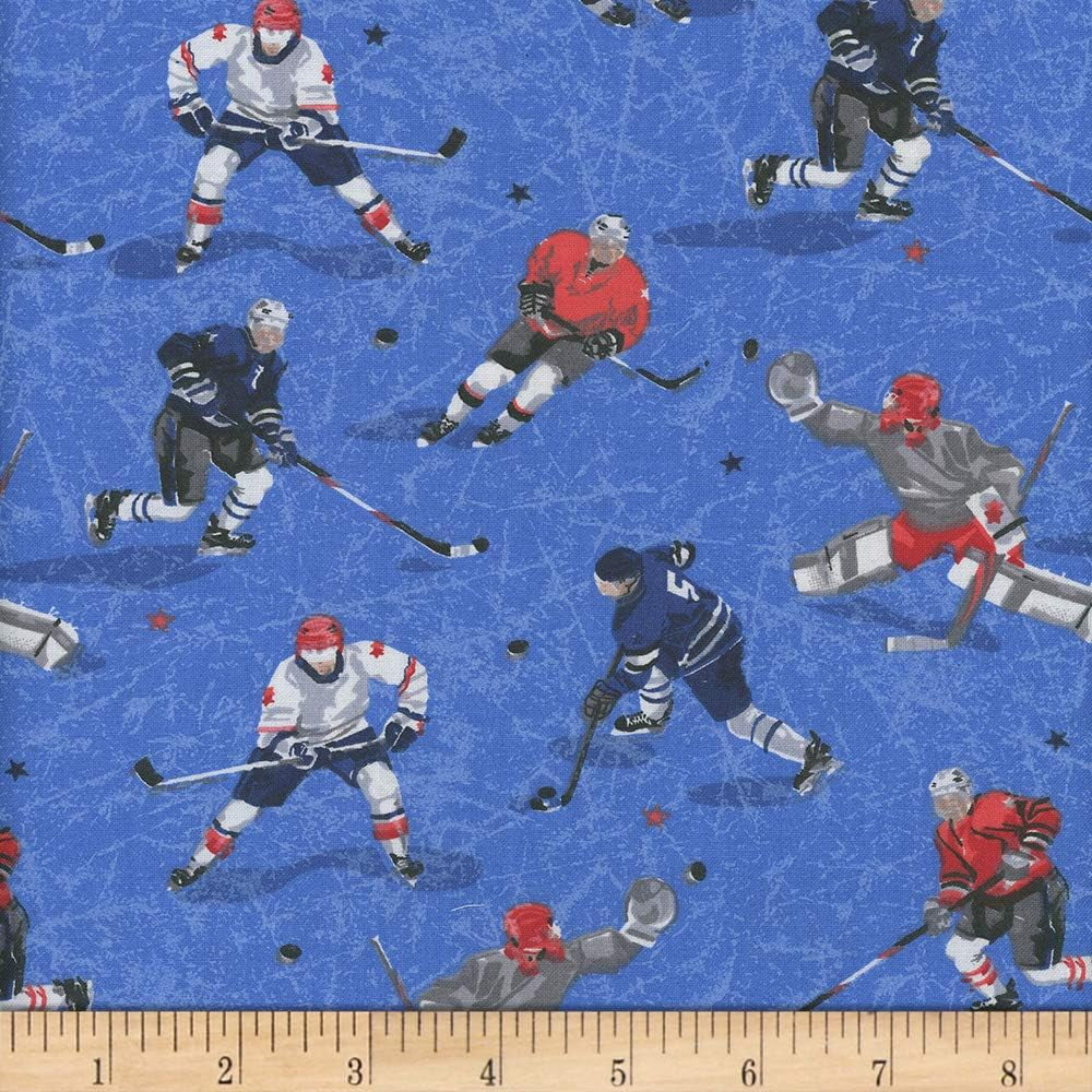 Mook Cotton Hockey Players Fabric, 1, Cracked Ice, Fabric By The Yard