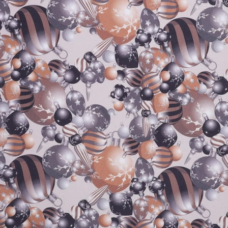 Mook Fabrics Christmas Ornaments Black Gold 100% Cotton Fabric By the yard