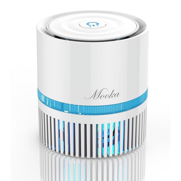 Mooka 3-in-1 True HEPA Air Purifier Desktop Air Cleaner, White