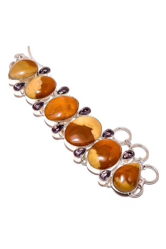 Mookaite 925 Silver Plated Ethnic Bracelet 7-7.99" TB7510-270, Valentine's Day Gift, Birthday Gift, Beautiful Jewelry For Woman & Girls