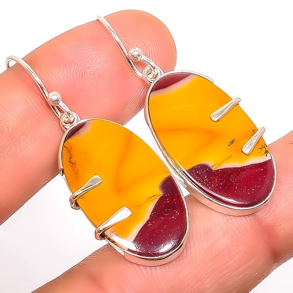 Mookaite - Australia Gemstone 925 Sterling Silver Designer Earring 1.56" A313, Christmas Gift, Gemstone Silver Jewelry, Mookaite Earring, New Year Sa