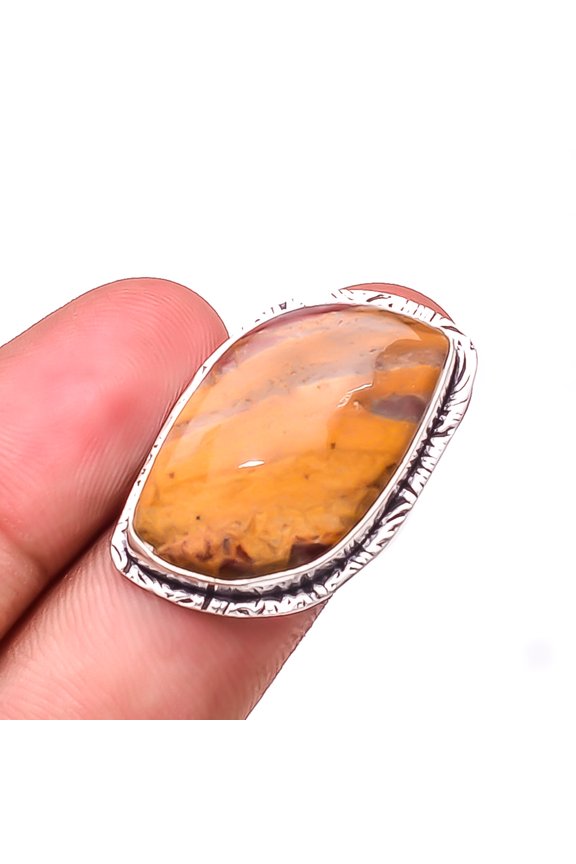 Mookaite - Australia Gemstone 925 Sterling Silver Handmade Ring S.7 R22
