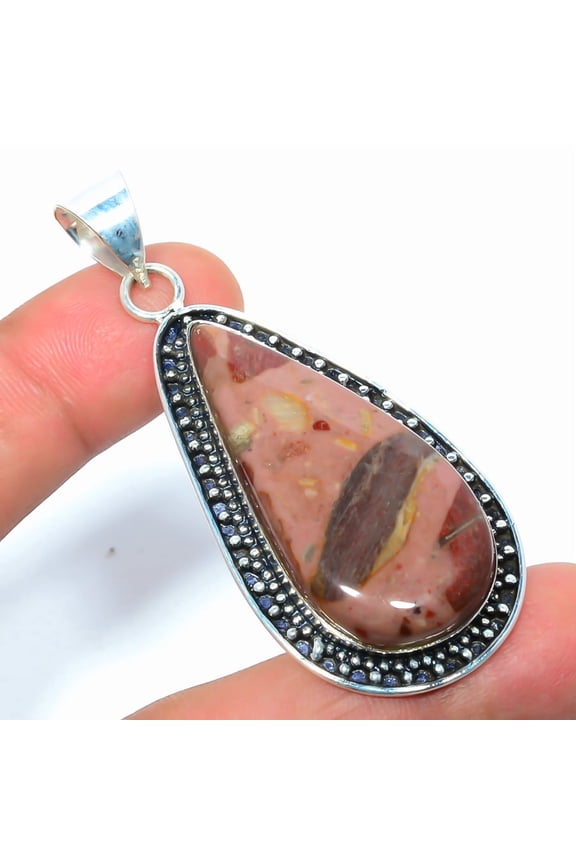 Mookaite - Australia Gemstone 925 Sterling Silver Pendant 2.61" LBP-275, Christmas Gift, Gemstone Silver Jewelry, Mookaite Pendant, New Year Sale