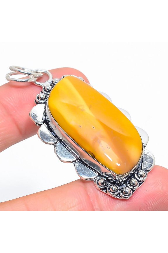 Natural Mookaite Gemstone Handmade 925 Sterling Silver Pendant 2.44"