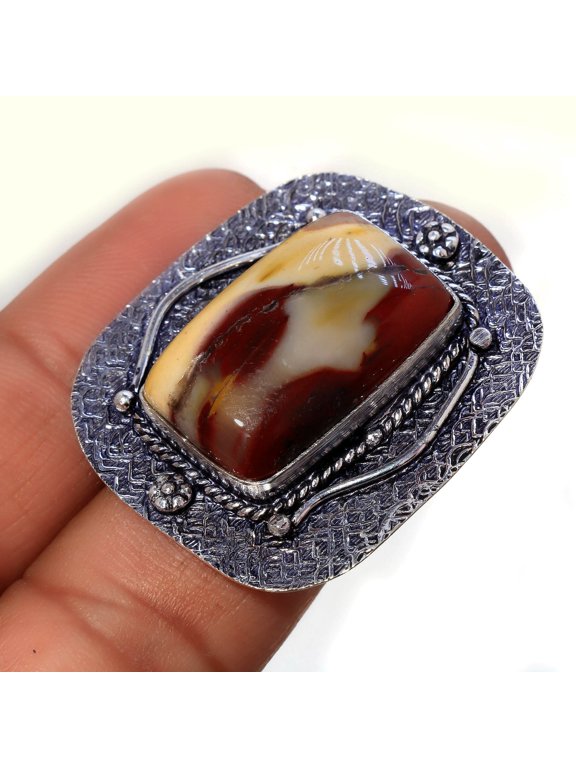 Mookaite Gemstone Handmade Fashion Ethnic Engagement Gift Jewelry Ring 8" SR 127