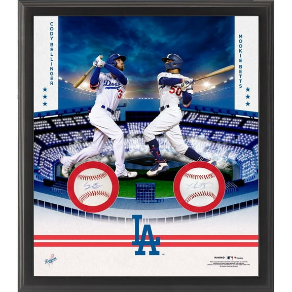 Mookie Betts & Cody Bellinger Los Angeles Dodgers Framed Autographed Two Baseball Shadowbox Collage - Fanatics Authentic Certified