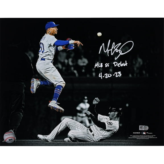 Mookie Betts Los Angeles Dodgers Autographed 11" x 14" Spotlight Photograph with "MLB SS Debut 4/20/23" Inscription - Fanatics Authentic Certified