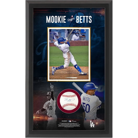 Mookie Betts Los Angeles Dodgers Framed Autographed 25.5" x 16.25" Baseball Shadowbox Collage - Fanatics Authentic Certified