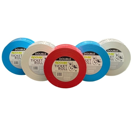 Moolah 5pk Double Raffle Ticket Roll "Keep This Coupon" 2000ct (each roll, total of 10,000 tickets)