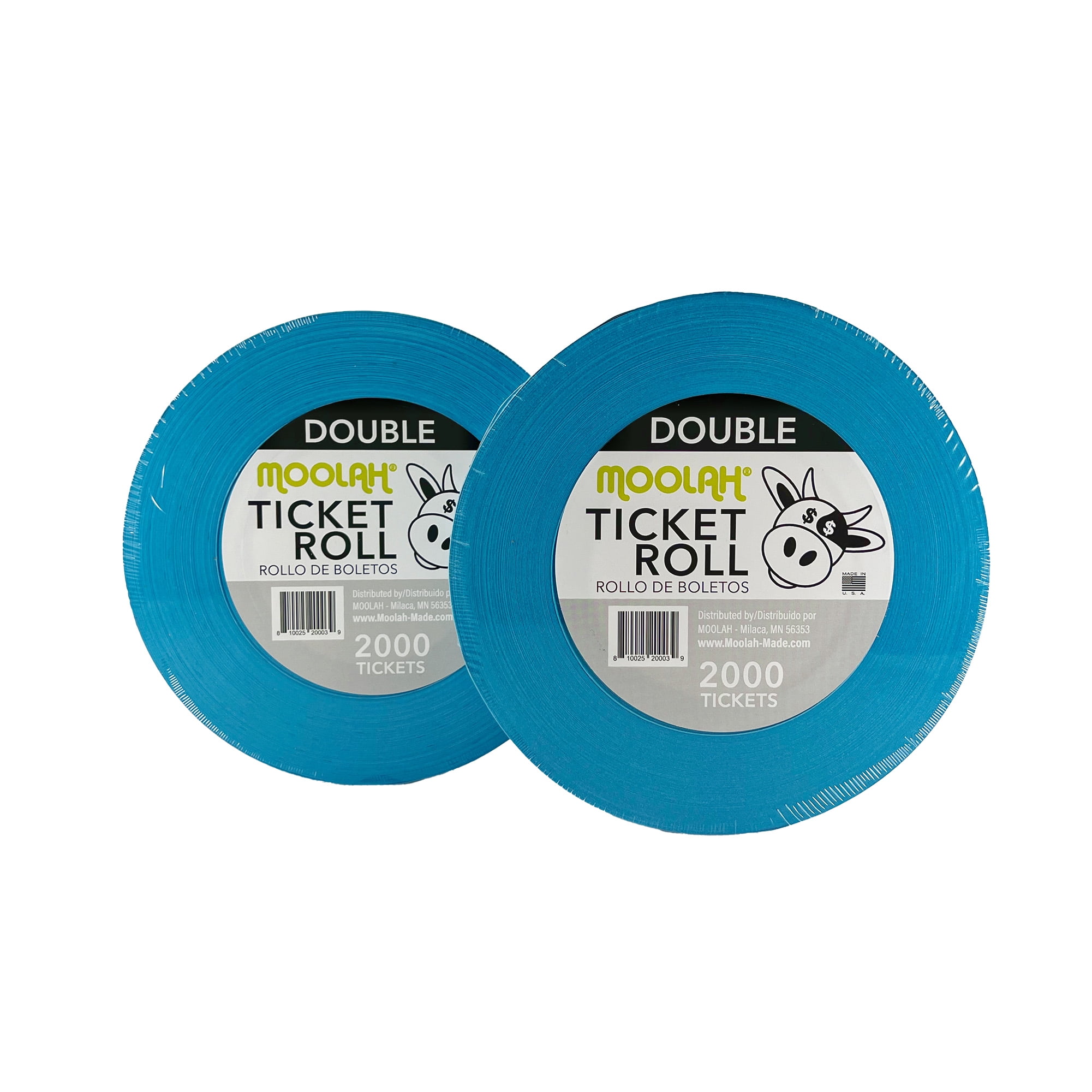 Moolah High-Quality Paper Raffle Tickets, Double Roll, Blue