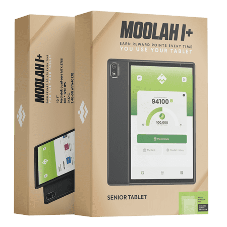 Moolah Wireless M1 Senior Plus 10.1" Cellular Tablet with a FREE mo service (powered by AT&T), Android 13 + Moolah OS