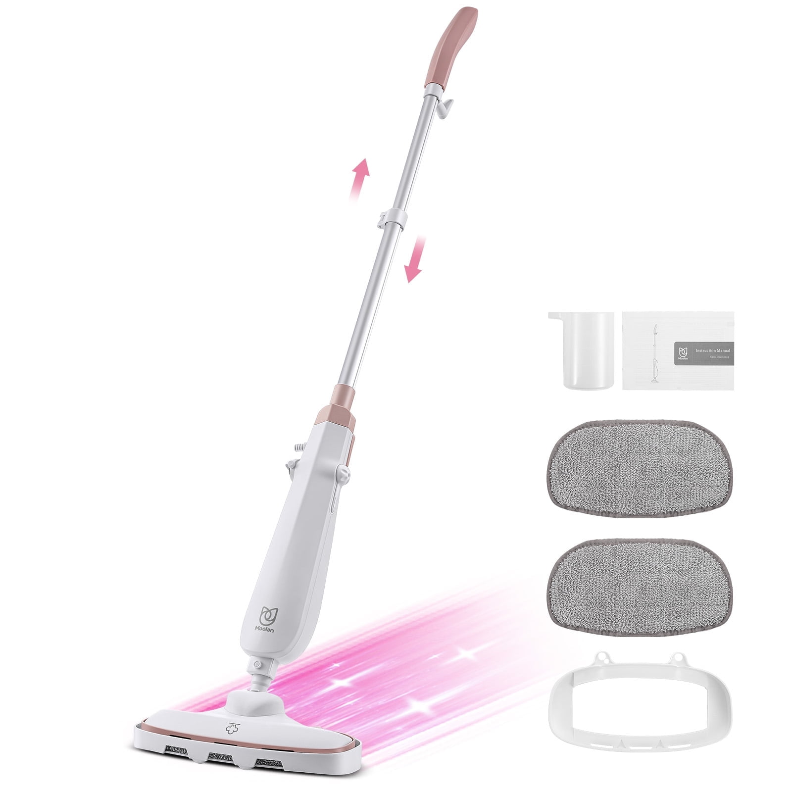 Moolan Steam Mop Cleaner , Power Steam Cleaners with 2pc Mop for Cleaning Floor, Carpet, Tiles, and Grout