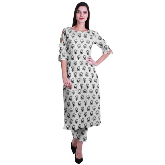 Moomaya 2-Piece Womens Cotton Printed Kurta Pant Set Indian Dress Ethnic Set