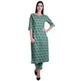 thumbnail image 1 of Moomaya 2-Piece Womens Cotton Printed Kurta Pant Set Indian Dress Ethnic Set, 1 of 7