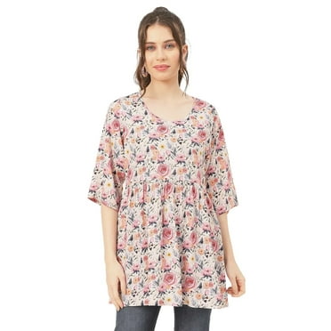 Moomaya 3/4 Sleeves Rayon Fit & Flare Top - Regular Fit Spring Fashion