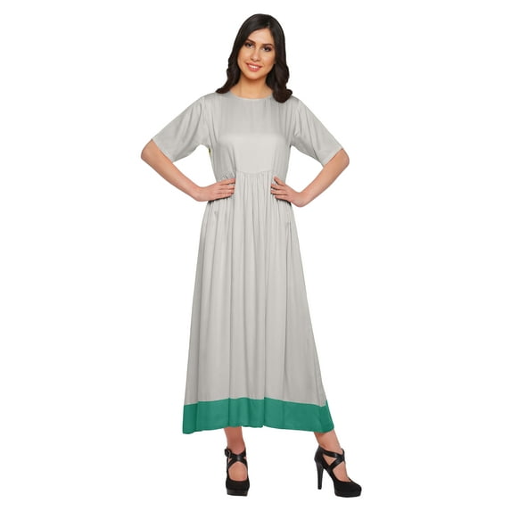 Moomaya A Line Cotton kurti For Women Pleated Long Designer Solid Anarkali Dress