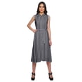 thumbnail image 1 of Moomaya Adjustable Fabric Belt Printed Lapel Collar Button Down Casual Dress, 1 of 5