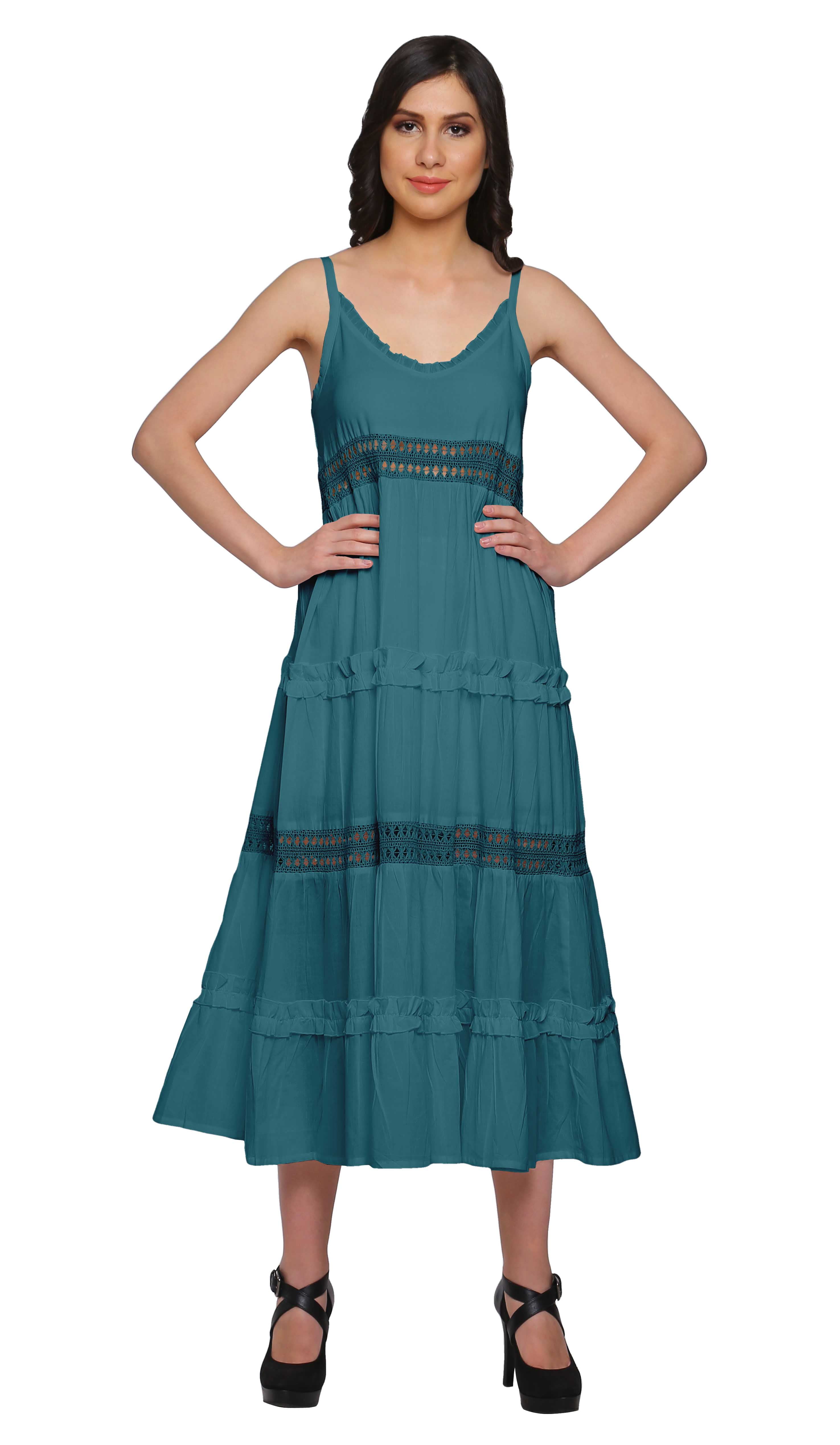 Moomaya Adjustable Spaghetti Straps For Women Plus Size Sleeveless Maxi Dress, Women's, Size: Small, Blue