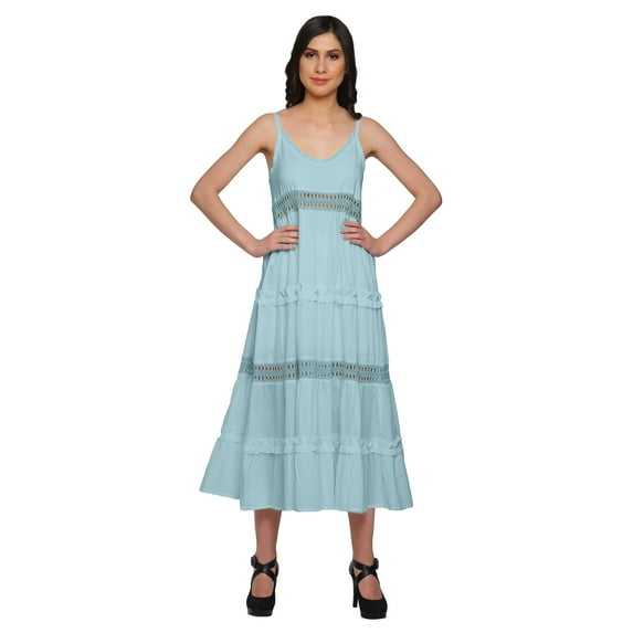 Moomaya Adjustable Spaghetti Straps For Women Plus Size Sleeveless Maxi Dress