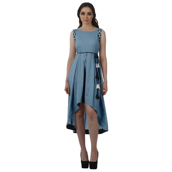 Moomaya Asymmetrical Dresses Women Casual Long Sleeveless Party Dresses
