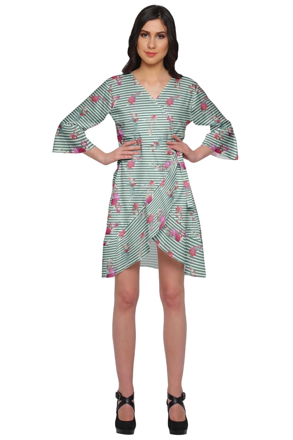 Bathrobes For Women Wrap Printed Ruffle Style Bride Getting Ready Dress