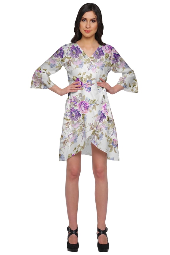 Bathrobes For Women Wrap Printed Ruffle Style Bride Getting Ready Dress