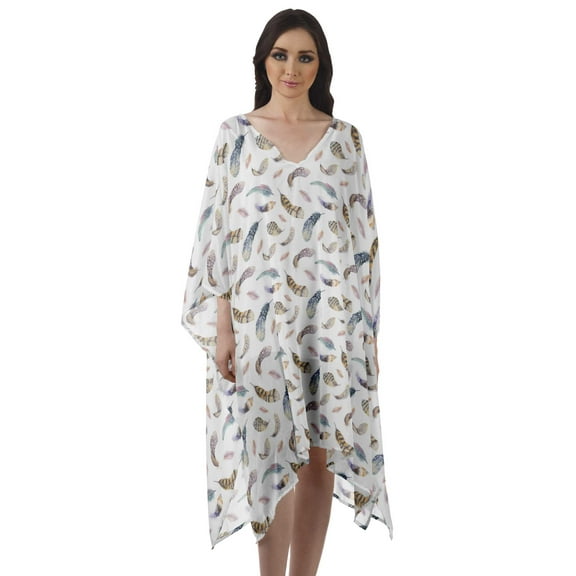 Moomaya Beach Kaftan Bikini Cover up Women Georgette Midi Dress Short Caftan