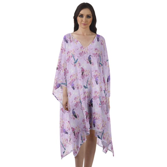 Moomaya Beach Kaftan Bikini Cover up Women Georgette Midi Dress Short Caftan