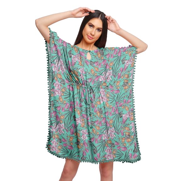 Moomaya Beach Kaftan Dresses For Women Printed Bikini Cover Up Caftan Plus Size