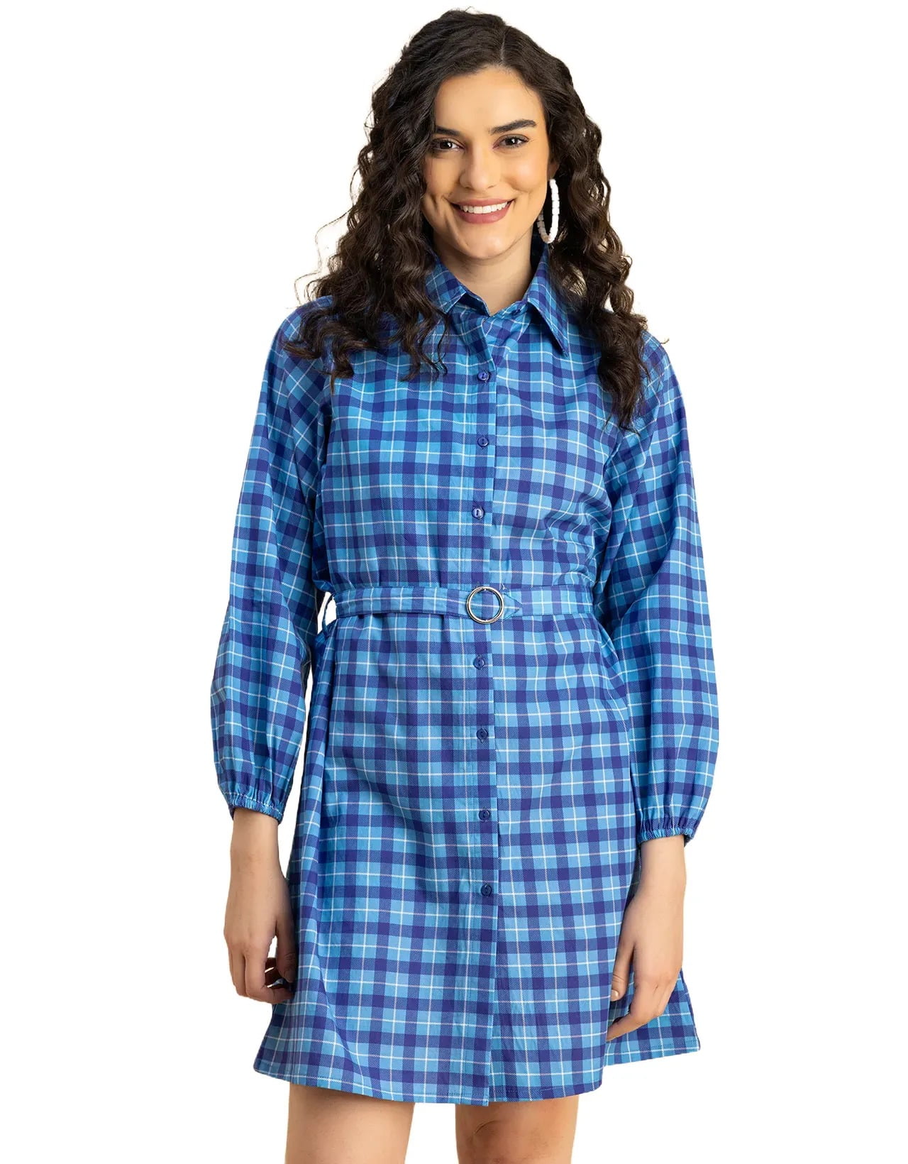 Short Sleeve Spread Collar Cotton Dress